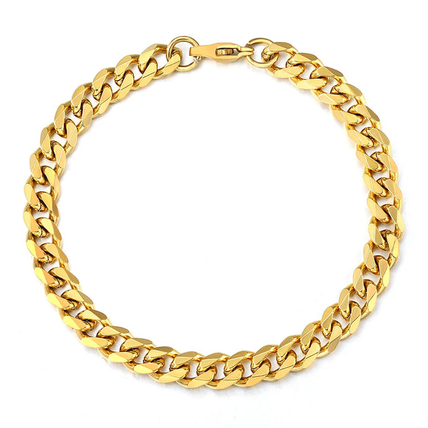 Pulseira Masculina Corrente Cubana Ouro- 7MM