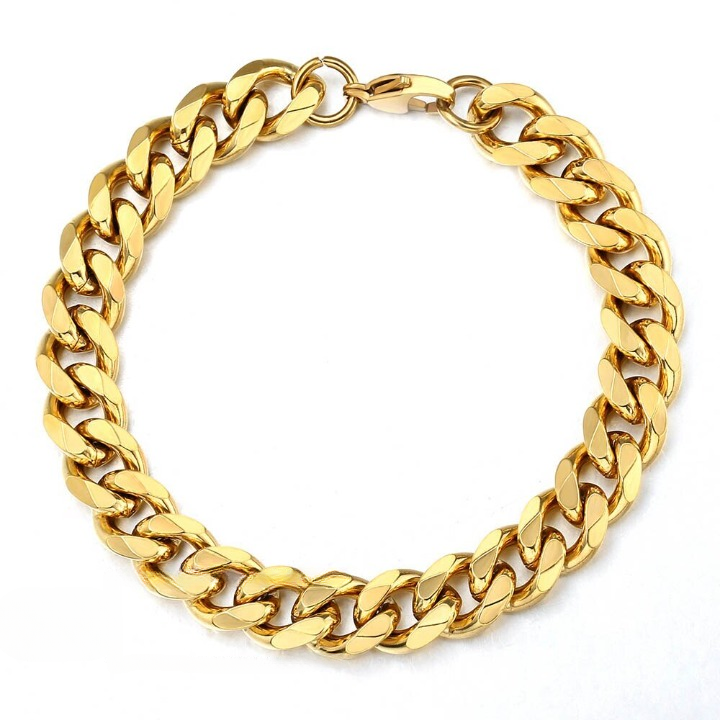 Pulseira Masculina Corrente Cubana Ouro - 11MM