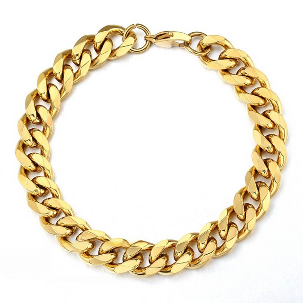 Pulseira Masculina Corrente Cubana Ouro - 11MM