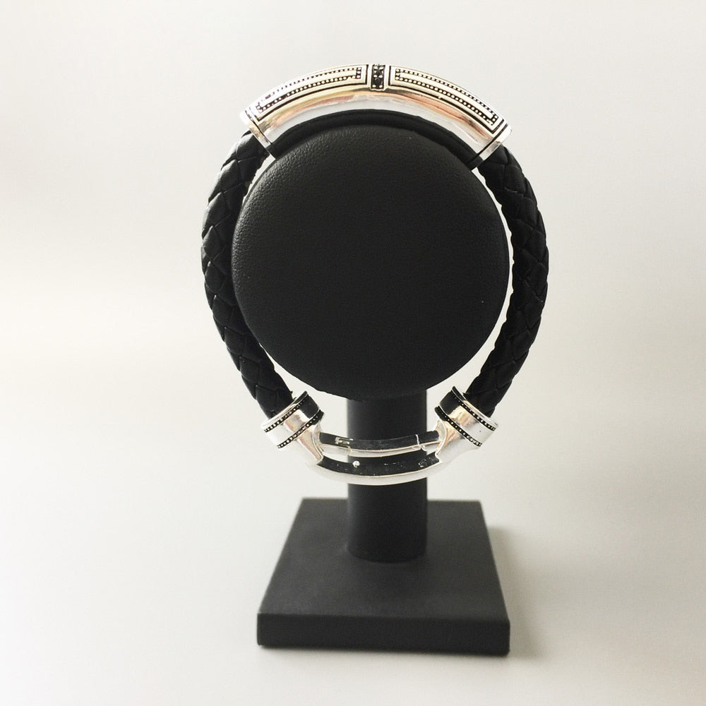 Pulseira Masculina de Couro Cruzada