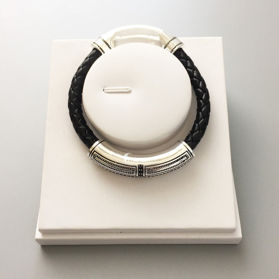 Pulseira Masculina de Couro Cruzada