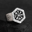 Anel Masculino Runas Vikings + Caixa de Madeira