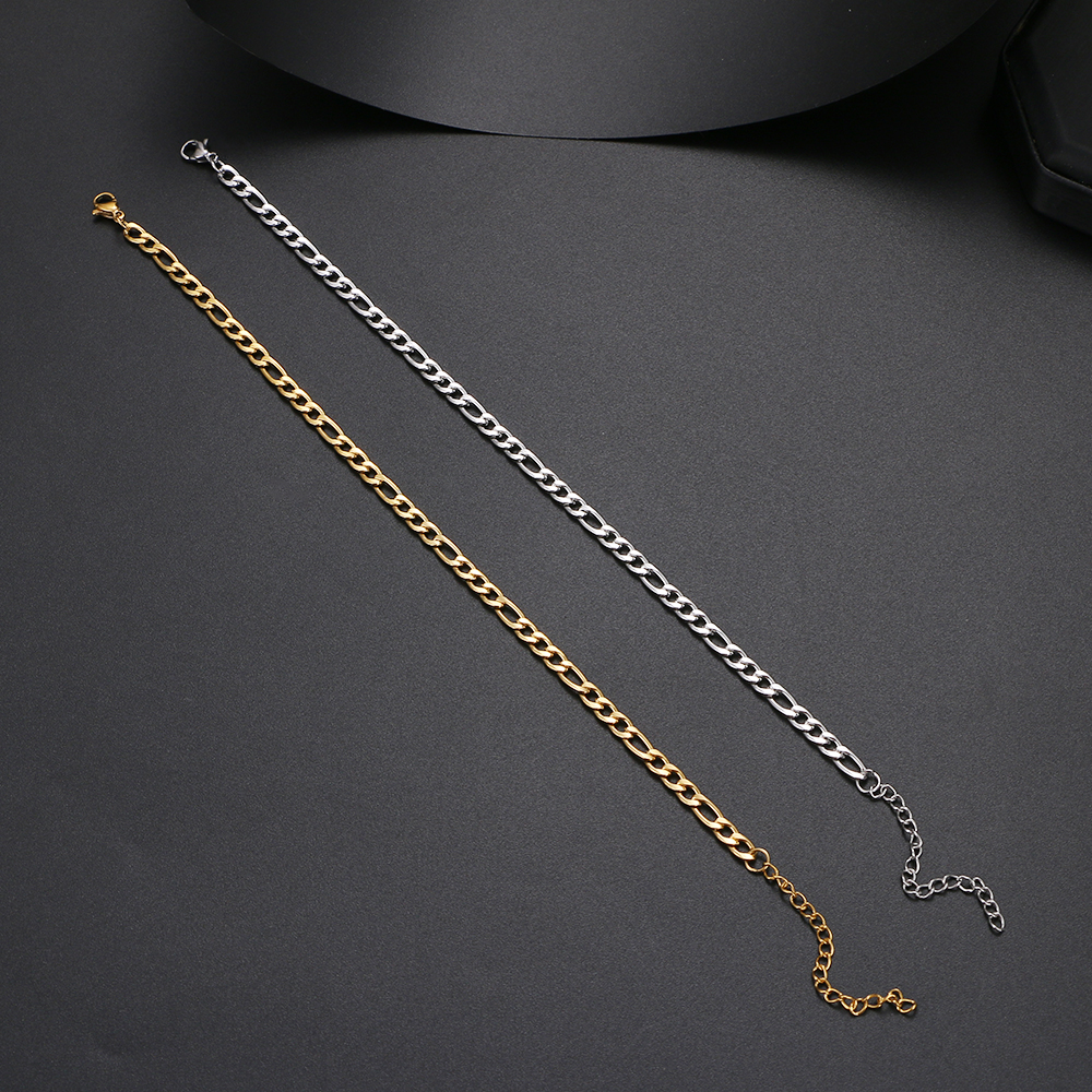 Pulseira Masculina Corrente Fígaro Aço Prata - 5mm