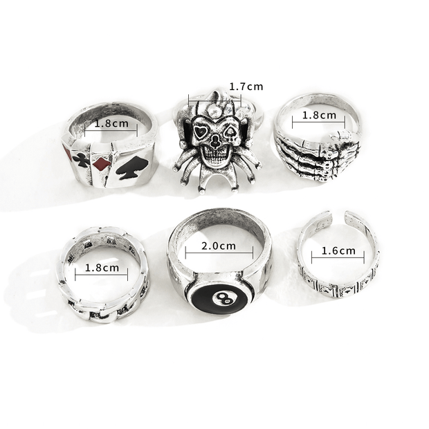 MEGA KIT - Conjunto de Anéis Poker Punk ( PAGUE 1 E LEVE 6 ) - QUEIMA DE ESTOQUE - [80% OFF + FRETE GRÀTIS] - Loja Hey Dude