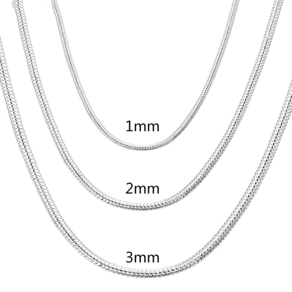 Colar Masculino Malha Serpente Banhado em Prata - 1mm/2mm/3mm - Loja Hey Dude