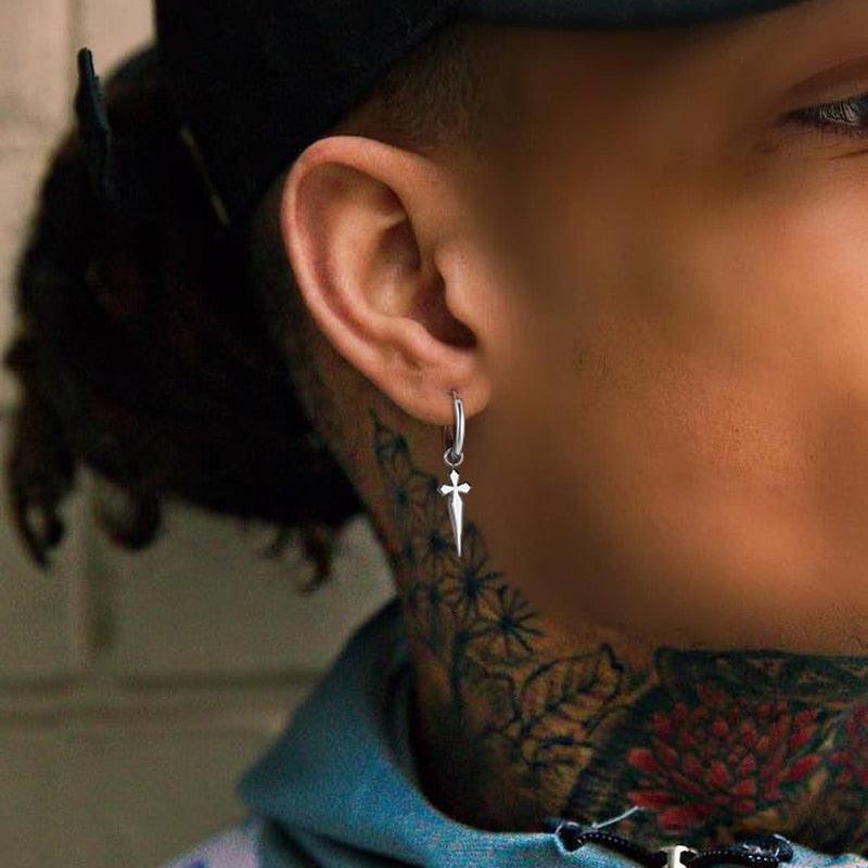 Brinco Masculino de Argola Espada Cruzada - Loja Hey Dude