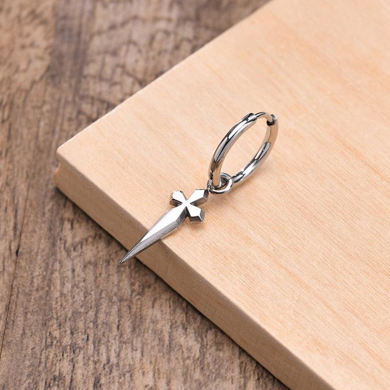 Brinco Masculino de Argola Espada Cruzada - Loja Hey Dude