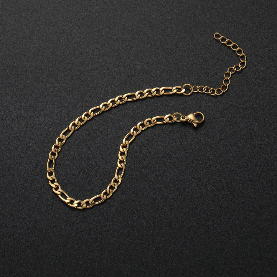 Pulseira Masculina Corrente Fígaro Aço Prata - 5mm