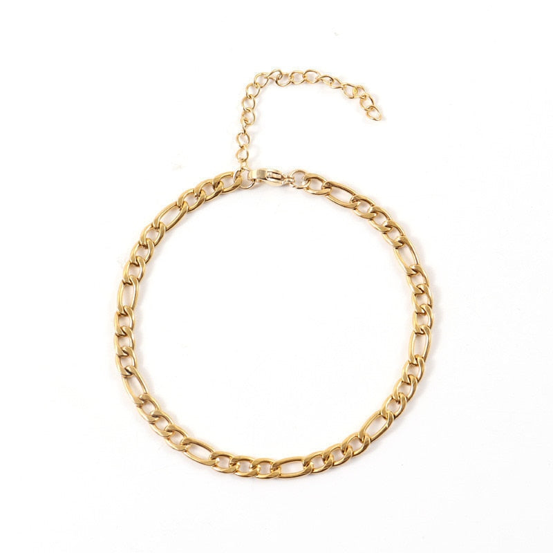 Pulseira Masculina Corrente Fígaro Aço Prata - 5mm