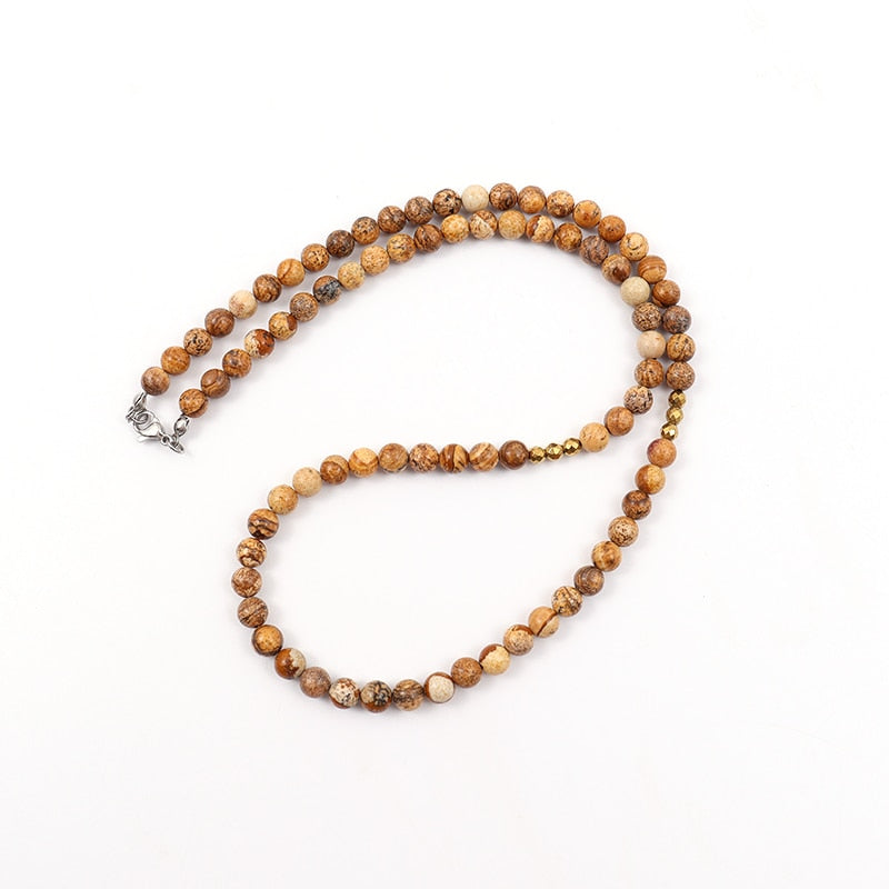 Colar Masculino Multicolor de Pedras Naturais - 6mm