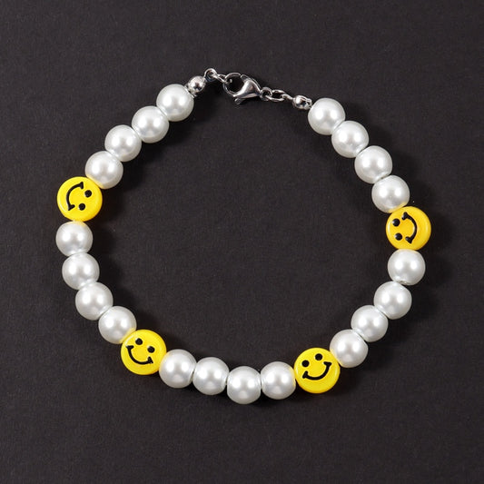 Pulseira Masculina Smile de Pérola Branca - 8mm