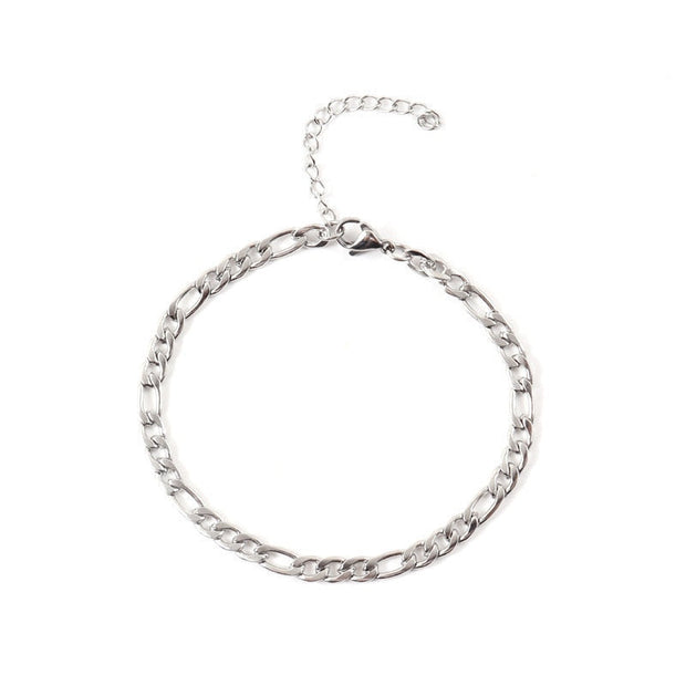 Pulseira Masculina Corrente Fígaro Aço Prata - 5mm