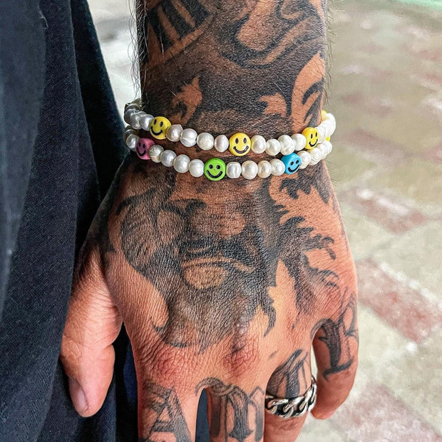 Pulseira Masculina Smile de Pérola Branca - 8mm