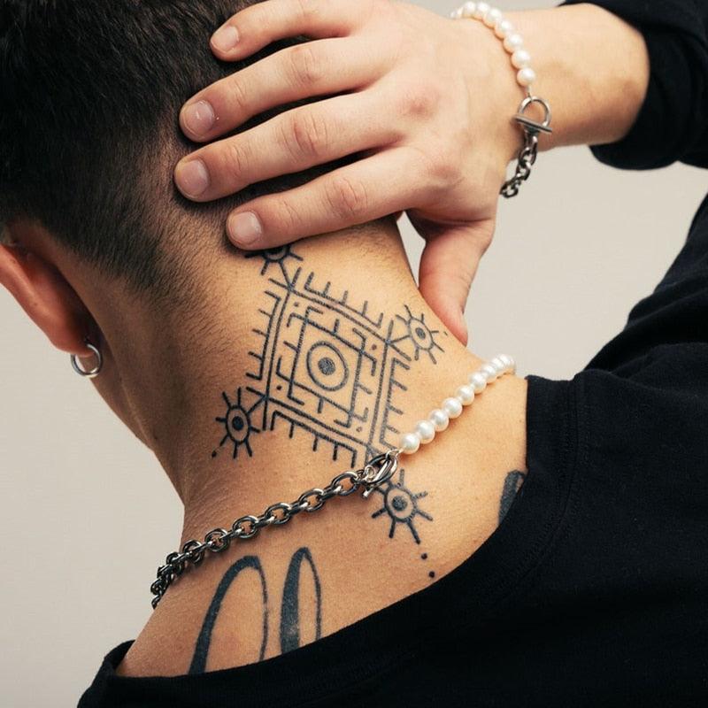 Colar Masculino Meio Pérolas Meio Corrente Cartier Aço Prata - Loja Hey Dude