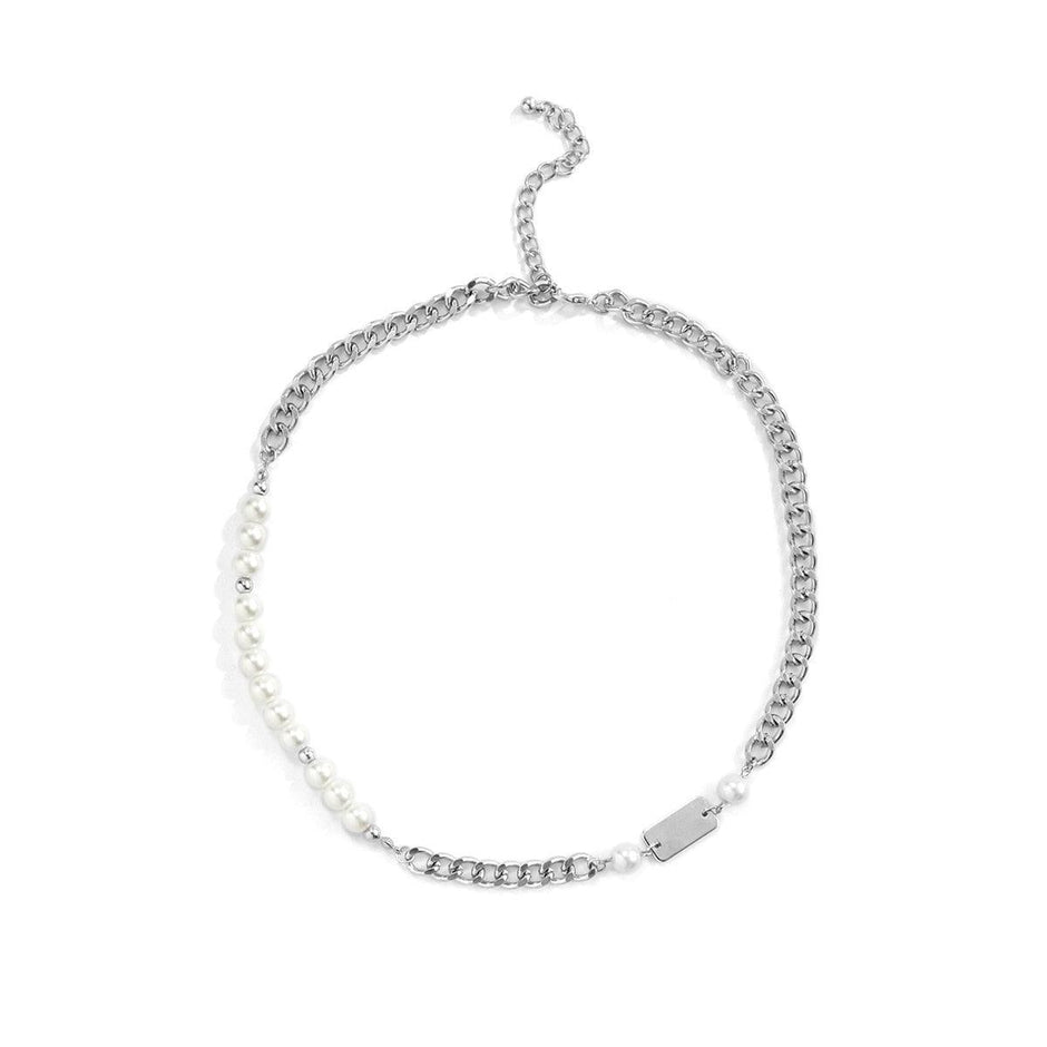 Colar Masculino de Pérolas e Corrente Grumet Aço Prata - Loja Hey Dude