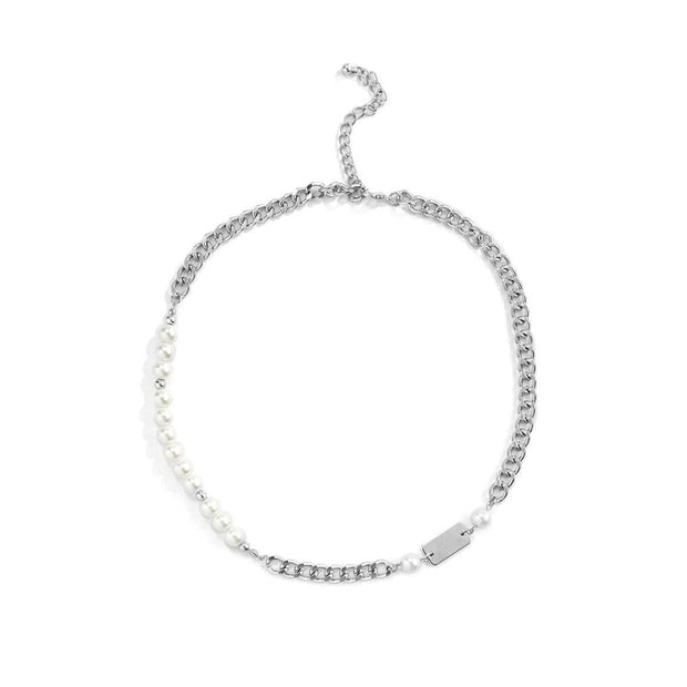 Colar Masculino de Pérolas e Corrente Grumet Aço Prata - Loja Hey Dude