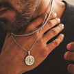 Colar Masculino em Camadas Pingente Bússola 2 peças - Aço Prata