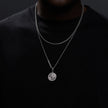 Colar Masculino em Camadas Pingente Bússola 2 peças - Aço Prata